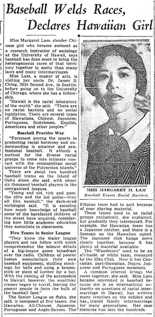 While visiting family, Margaret was profiled in the Seattle Times. Her article on baseball had been published in in 